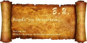 Bogács Urzulina névjegykártya